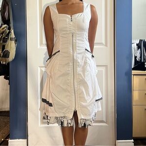 Joseph Ribkoff White Midi Dress with grey Accents